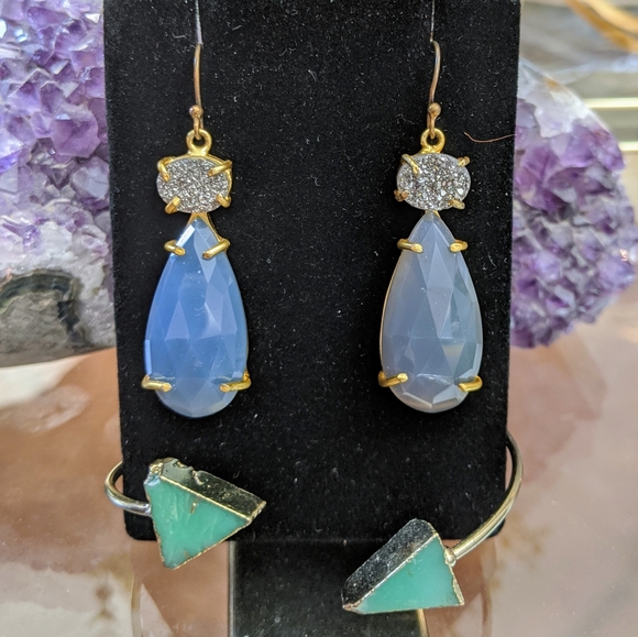 Jewelry - FINAL DROPFaux Druzy and Stone Earrings & Bracelet